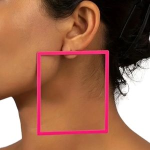 NWT Pink Square 18K Gold Plated Alloy Earrings